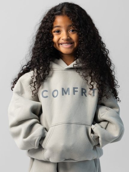 Tranquil Kids Hoodie: Malu is 5 wearing a size S