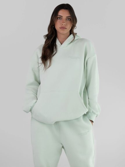 Pastel Hoodie: Abby is 5′9″ wearing a size M